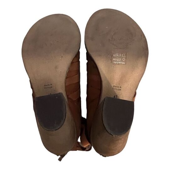 Free People Terracotta Leather Strappy Hybrid Heel Ankle Boot Booties Size 41 - Picture 5 of 5